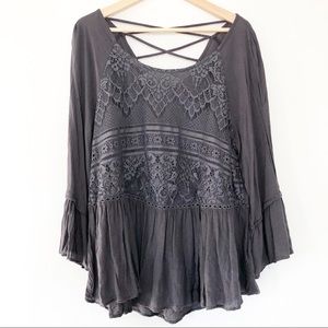 Knox Rose | Target | Grey Peplum Blouse w/ Lace